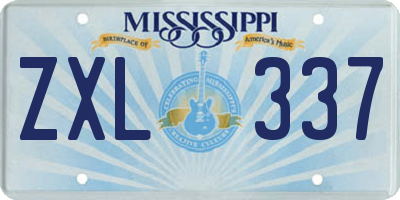 MS license plate ZXL337