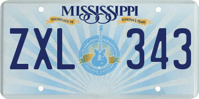 MS license plate ZXL343