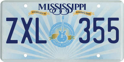 MS license plate ZXL355