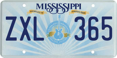 MS license plate ZXL365