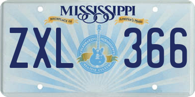 MS license plate ZXL366