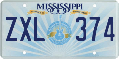 MS license plate ZXL374