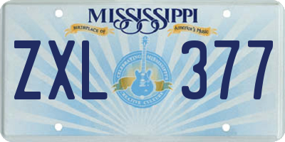 MS license plate ZXL377