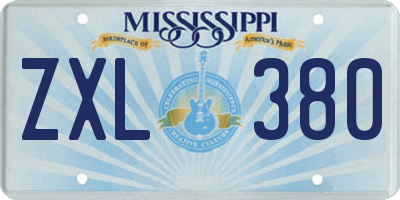 MS license plate ZXL380