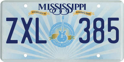 MS license plate ZXL385
