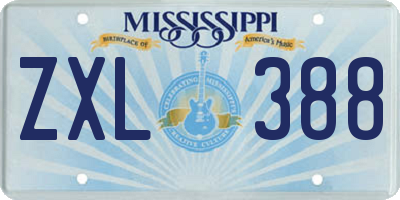 MS license plate ZXL388