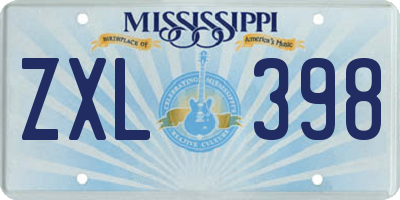 MS license plate ZXL398