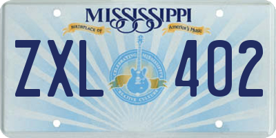 MS license plate ZXL402