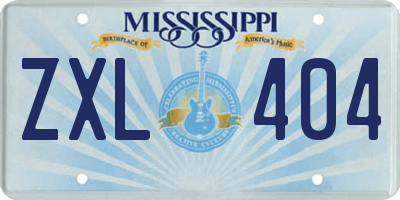 MS license plate ZXL404