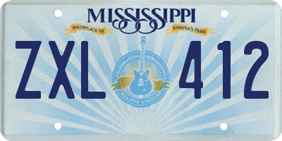 MS license plate ZXL412