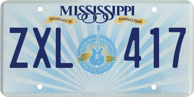 MS license plate ZXL417