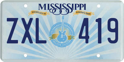 MS license plate ZXL419