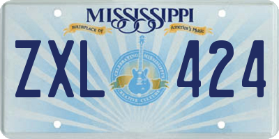 MS license plate ZXL424
