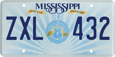 MS license plate ZXL432