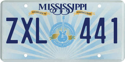 MS license plate ZXL441