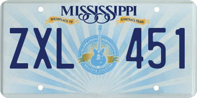 MS license plate ZXL451