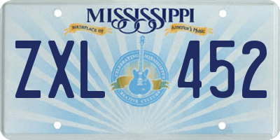 MS license plate ZXL452