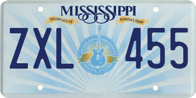 MS license plate ZXL455
