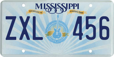 MS license plate ZXL456