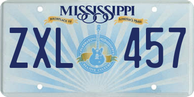 MS license plate ZXL457