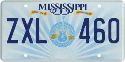 MS license plate ZXL460
