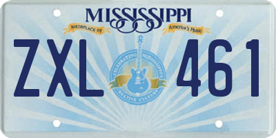 MS license plate ZXL461