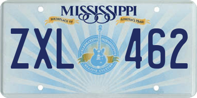 MS license plate ZXL462