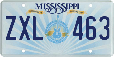 MS license plate ZXL463