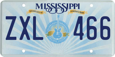 MS license plate ZXL466