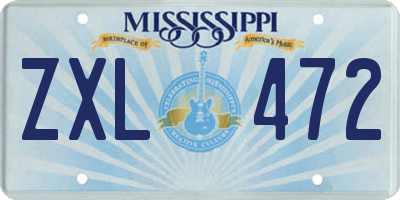 MS license plate ZXL472