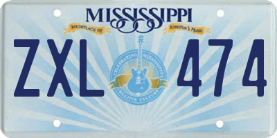 MS license plate ZXL474