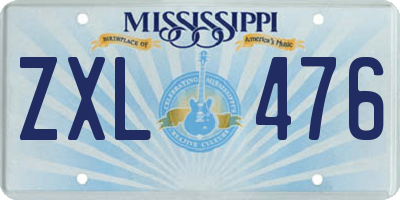 MS license plate ZXL476