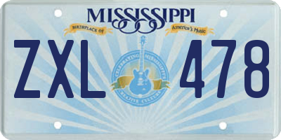 MS license plate ZXL478