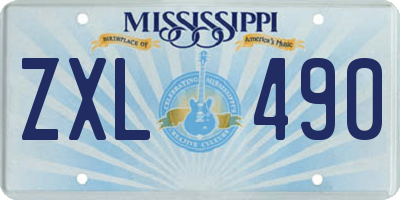 MS license plate ZXL490