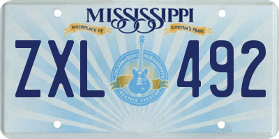 MS license plate ZXL492