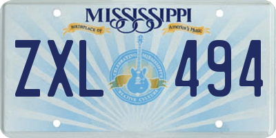 MS license plate ZXL494