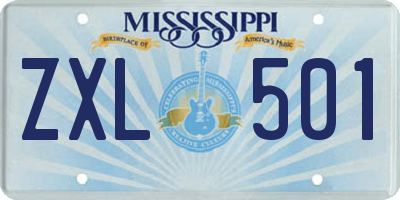 MS license plate ZXL501