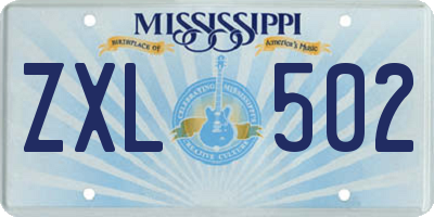 MS license plate ZXL502