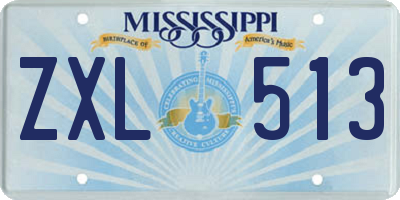 MS license plate ZXL513