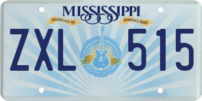 MS license plate ZXL515