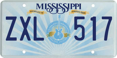 MS license plate ZXL517