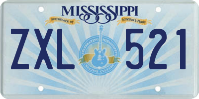 MS license plate ZXL521