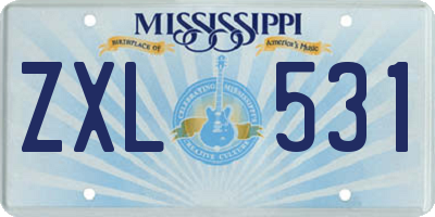 MS license plate ZXL531