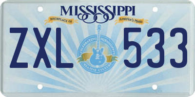 MS license plate ZXL533