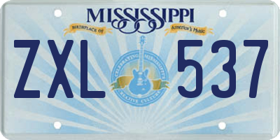 MS license plate ZXL537