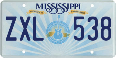 MS license plate ZXL538