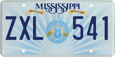 MS license plate ZXL541