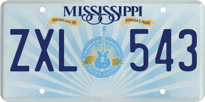 MS license plate ZXL543