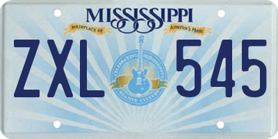 MS license plate ZXL545