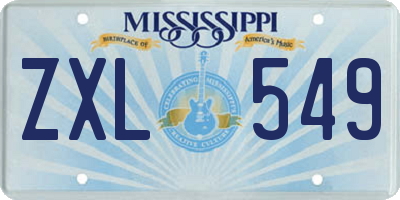MS license plate ZXL549